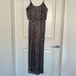 Metallic Pleated Shimmer Romper Wide Leg Jumpsuit Party Festival Glam Nino